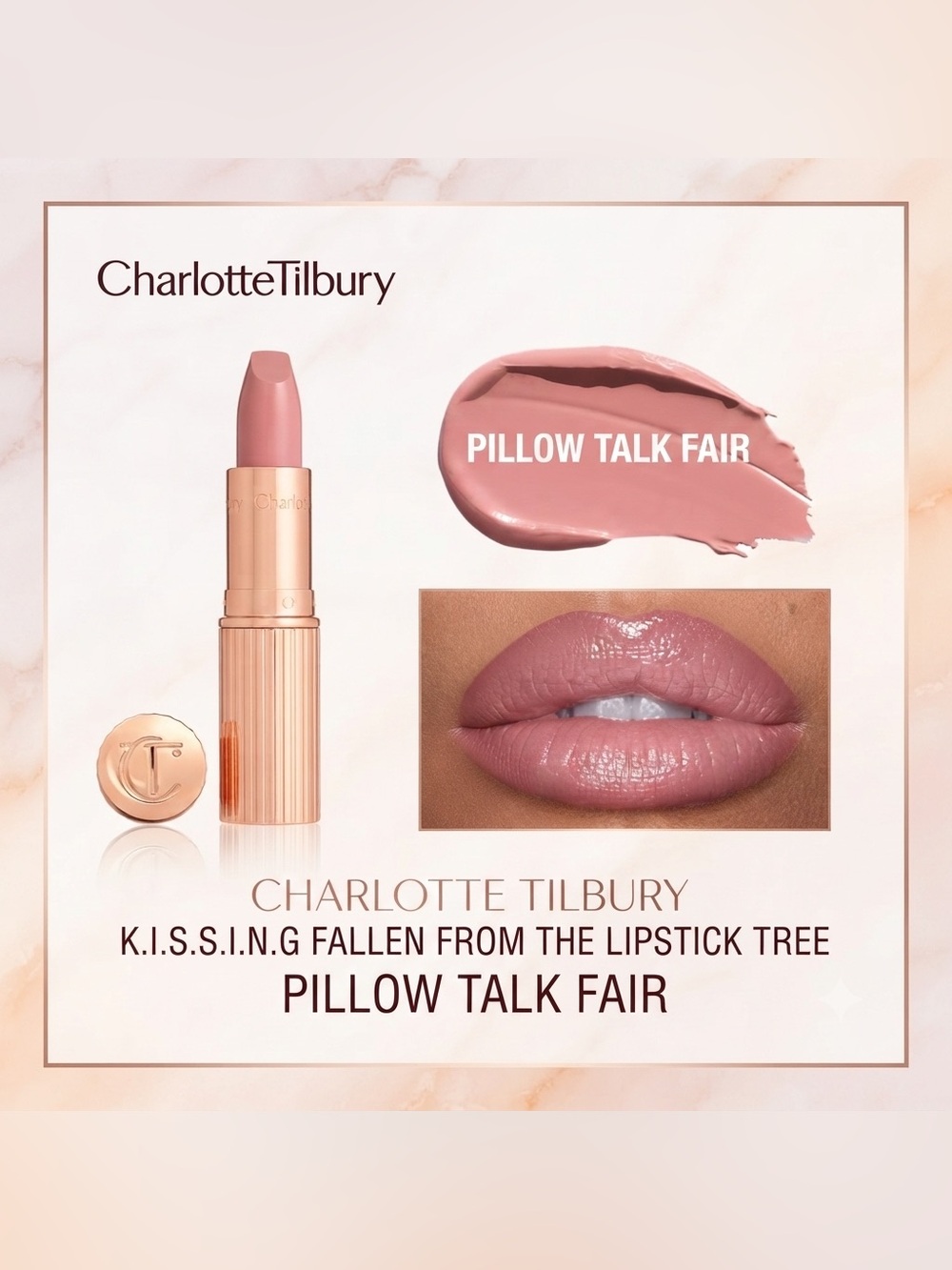 Charlotte Tilbury • K.I.S.S.I.N.G Lipstick in Pillowtalk Fair • New in Box - Picture 3 of 9